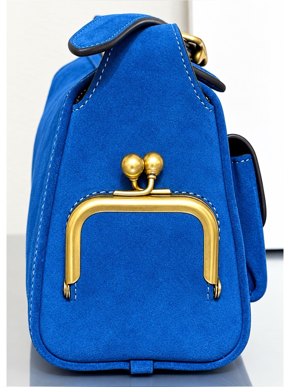 COACH Turnlock Suede Haversack Bag 27, BLUE JAY - Picture 5 of 10